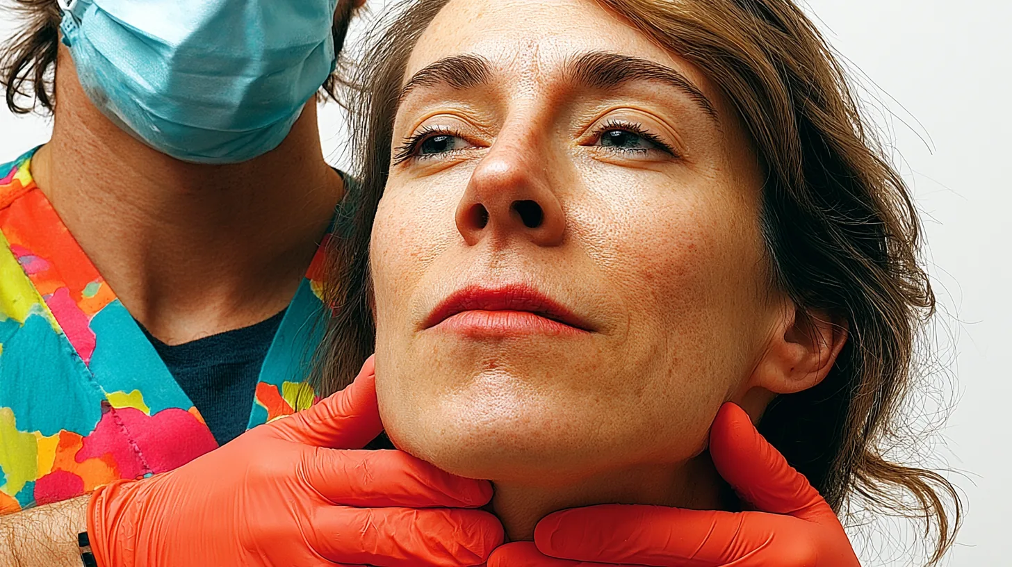 Zahnärztin tastet vorsichtig das Kiefergelenk der Patientin ab – Was macht ein CMD-Spezialist?