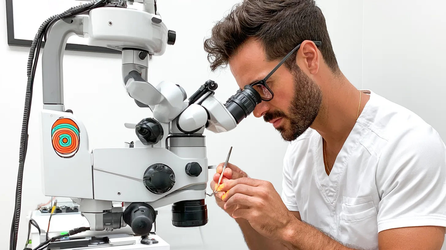 Endodontologe behandelt einen Wurzelkanal unter dem Dentalmikroskop – Was macht ein Endodontologe?