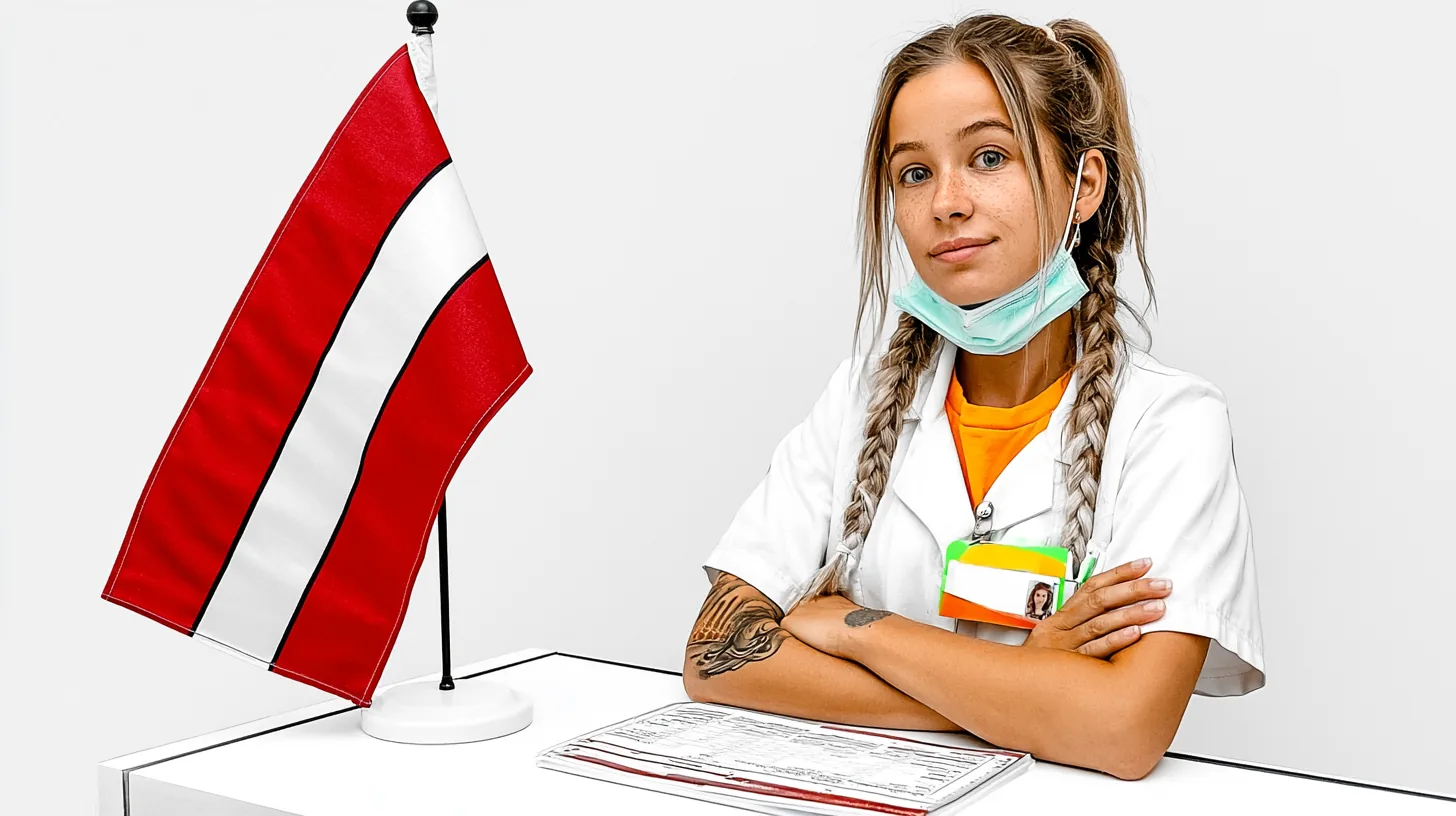 Zahnärztin mit lettischer Tischflagge – Zahnmedizinstudium in Lettland: Riga Stradins Universität im Überblick