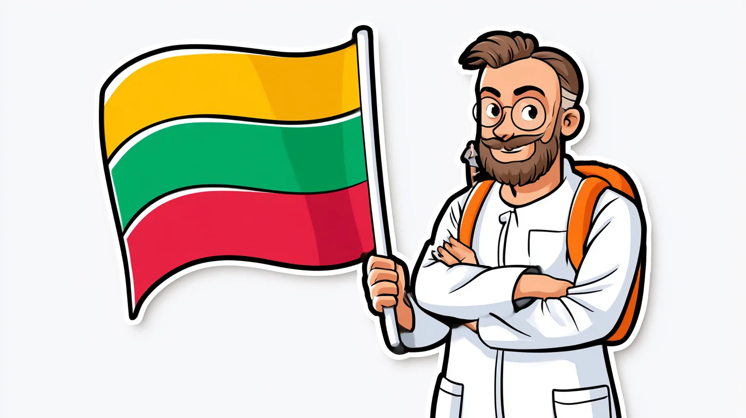 Zahnarzt mit litauischer Flagge – Zahnmedizinstudium in Litauen